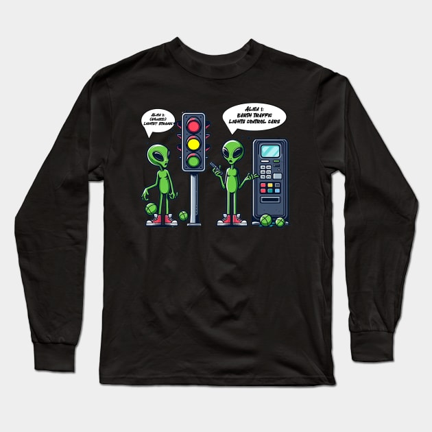 aliens traffic Long Sleeve T-Shirt by AOAOCreation